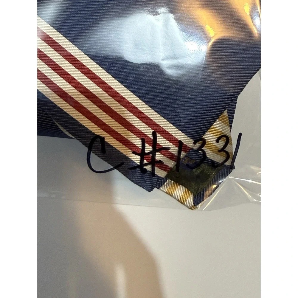 Vintage Chaps Ralph Lauren Silk Necktie Blue Red Gold Diagonal Stripe Tie